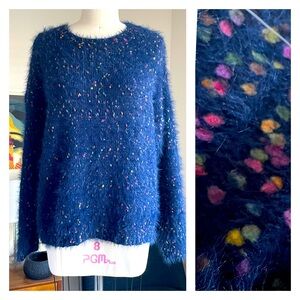 A\ Confetti Rainbow fuzzy fur sweater